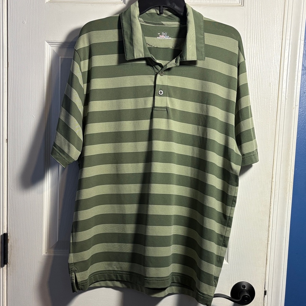 Under Armour Striped Polo Shirt Olive Green Large